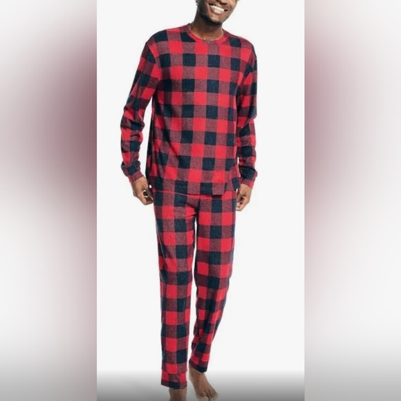 Nautica Men's Medium Waffle Buffalo Plaid Pajama Pant Set Nautica‎ Red Navy NWT - Picture 1 of 7